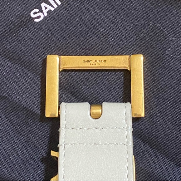 100% Authentic Laque YSL Saint Laurent Monogram Leather Belt - Picture 5 of 7